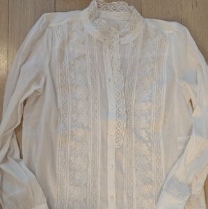 Sezane chlo shirt ecru lace size 6
